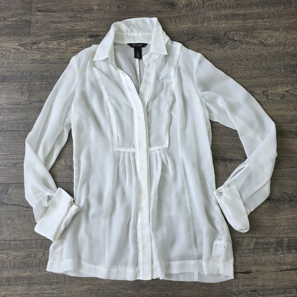 WHBM Elegant White Women's Blouse Size 4